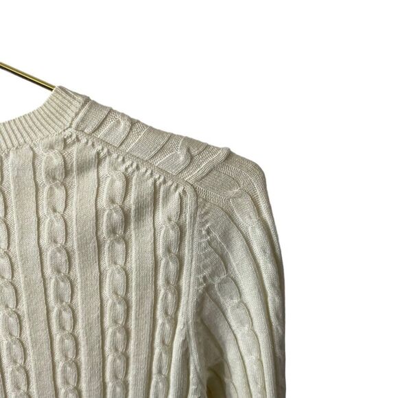 Talbots Petites Cream Cotton Wool Blend Cable Knit Sweater Size S/P - Picture 9 of 12